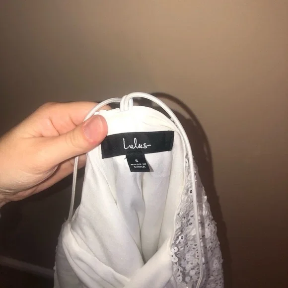 Lulu's Force of Fashion White Backless Sequin Mini Dress